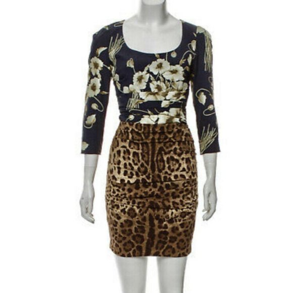 Dolce & Gabbana Dresses & Skirts - DOLCE & GABBANA Floral Animal Leopard Print Mini 4